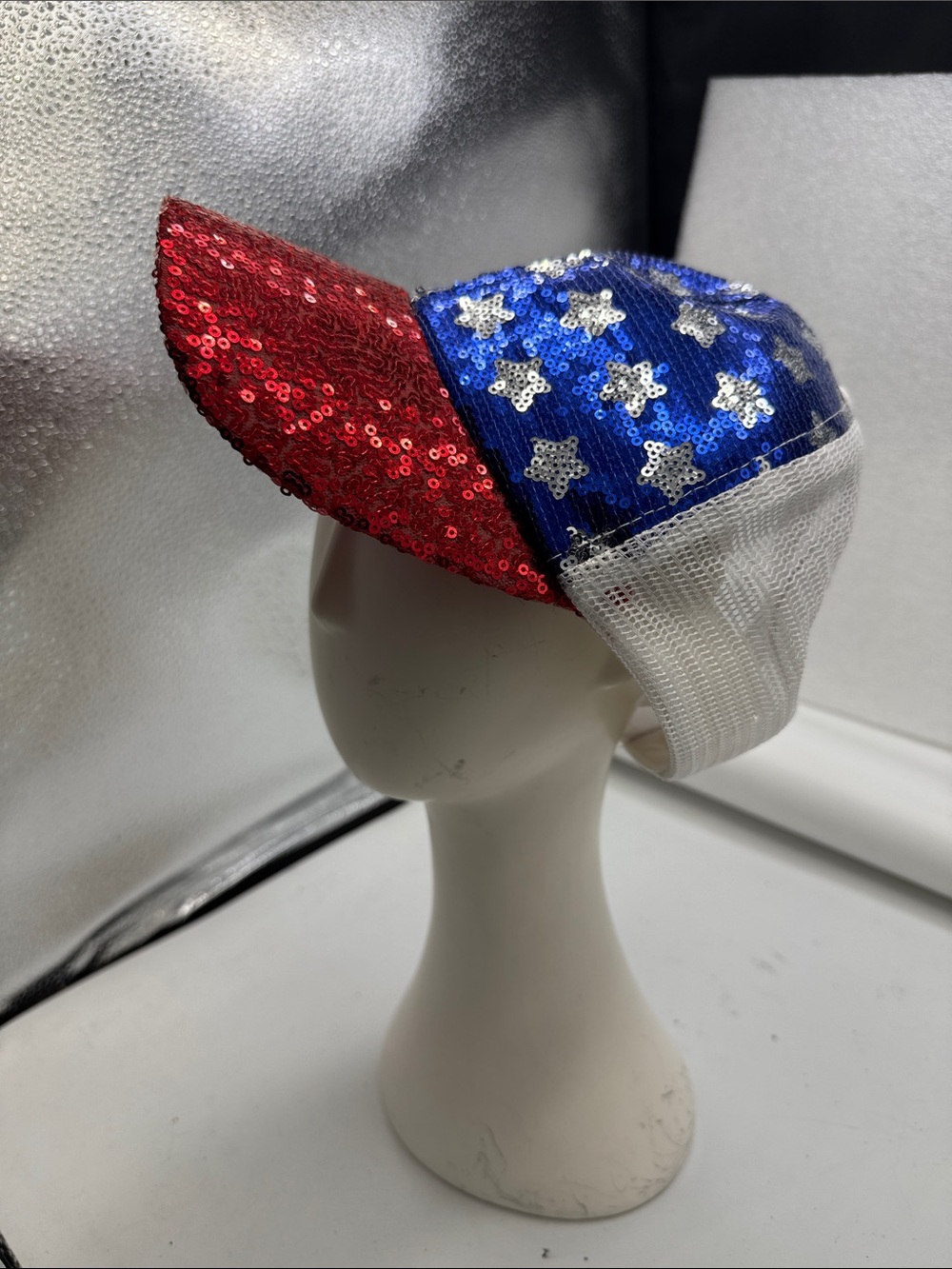 Patriotic Sequin Stars Baseball Cap - Red, Blue,White by Collectioneighteen, O/S